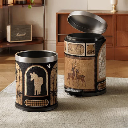 Lussuoso cestino vintage in pelle