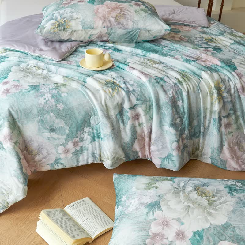 Elegante trapunta traspirante e rinfrescante a fiori