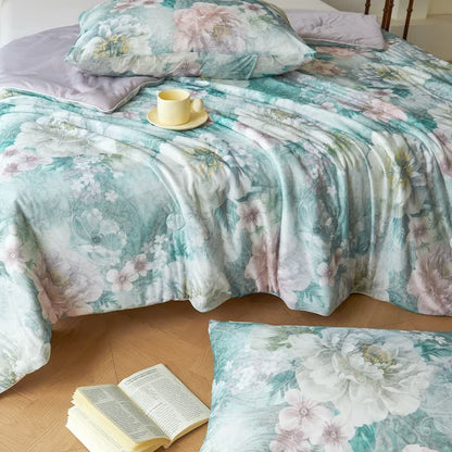Elegante trapunta traspirante e rinfrescante a fiori