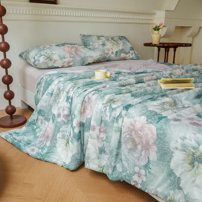 Elegante trapunta traspirante e rinfrescante a fiori