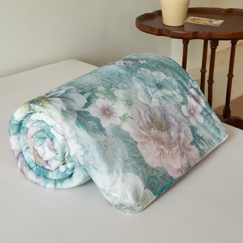 Elegante trapunta traspirante e rinfrescante a fiori