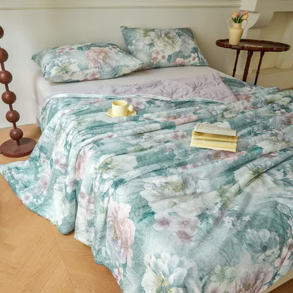 Elegante trapunta traspirante e rinfrescante a fiori