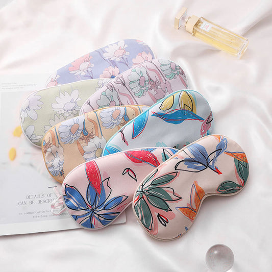 Maschera per dormire in seta imitazione stampa floreale artistica
