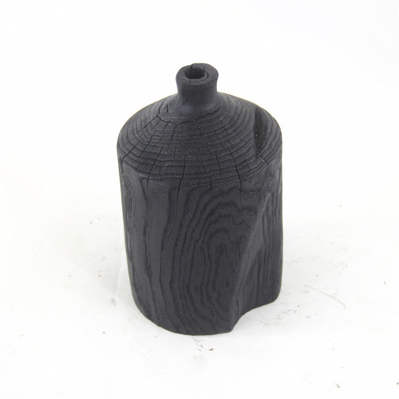 Vaso nero in legno, ornamento decorativo
