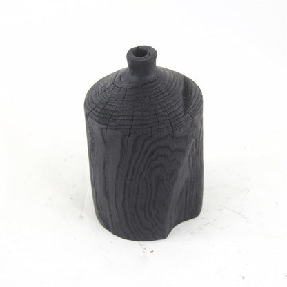 Vaso nero in legno, ornamento decorativo