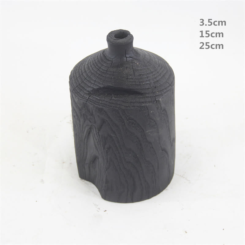 Vaso nero in legno, ornamento decorativo
