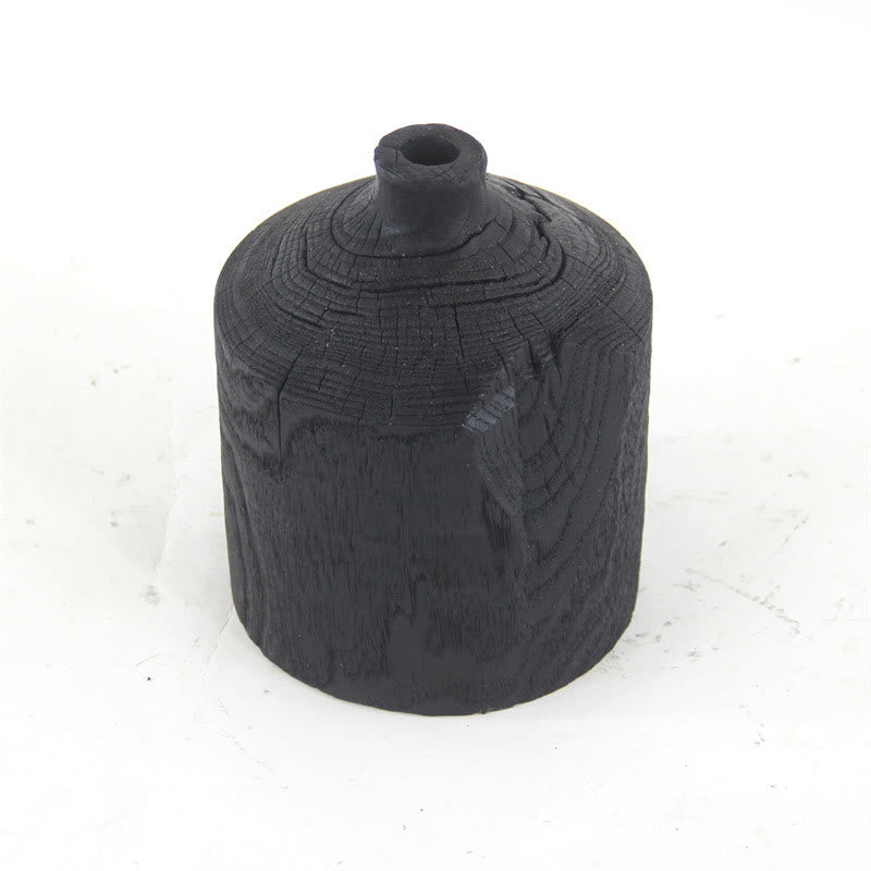 Vaso nero in legno, ornamento decorativo