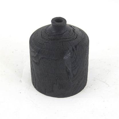 Vaso nero in legno, ornamento decorativo