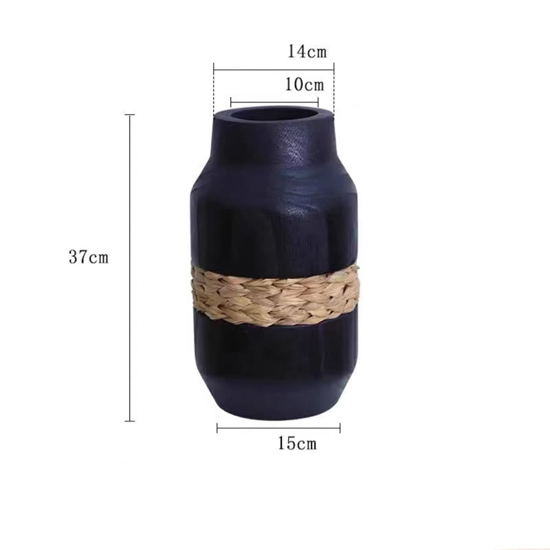 Vaso decorativo in legno intrecciato a mano
