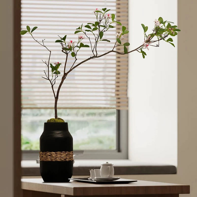 Vaso decorativo in legno intrecciato a mano