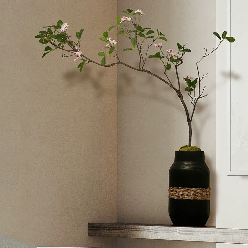 Vaso decorativo in legno intrecciato a mano