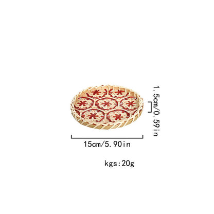 Cestino rotondo portaoggetti in rattan colorato intrecciato a mano