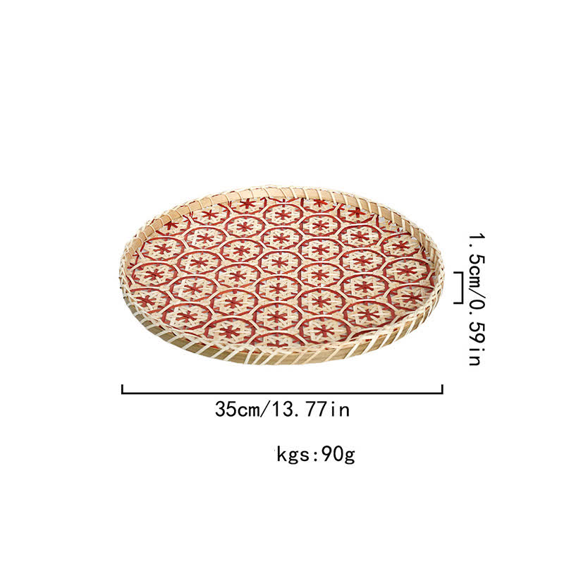 Cestino rotondo portaoggetti in rattan colorato intrecciato a mano