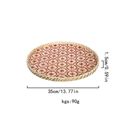 Cestino rotondo portaoggetti in rattan colorato intrecciato a mano