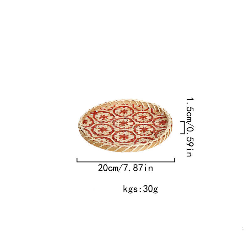 Cestino rotondo portaoggetti in rattan colorato intrecciato a mano