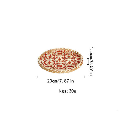 Cestino rotondo portaoggetti in rattan colorato intrecciato a mano