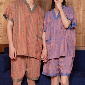 Completo da notte in cotone con scollo a V per coppie taglie forti