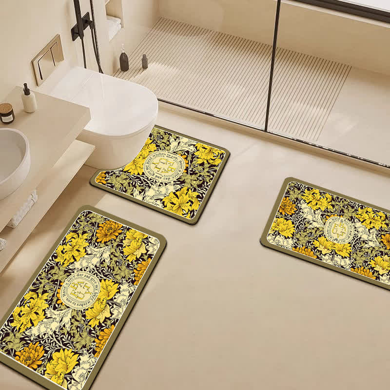 Tappetino da bagno antiscivolo assorbente con motivo floreale di fango diatomeico
