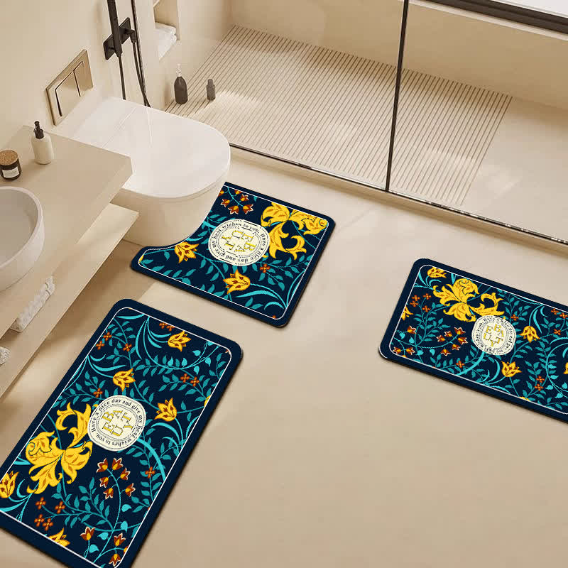 Tappetino da bagno antiscivolo assorbente con motivo floreale di fango diatomeico
