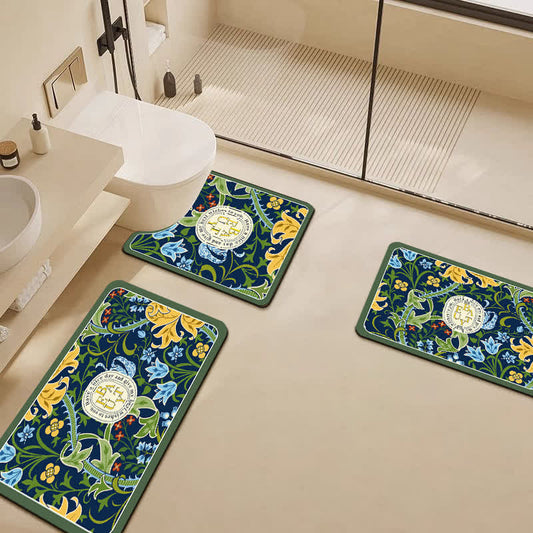 Tappetino da bagno antiscivolo assorbente con motivo floreale di fango diatomeico
