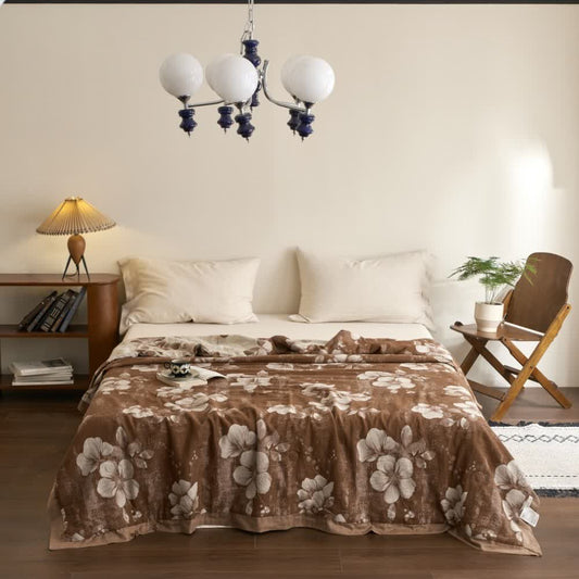 Trapunta retrò floreale in jacquard di garza di cotone