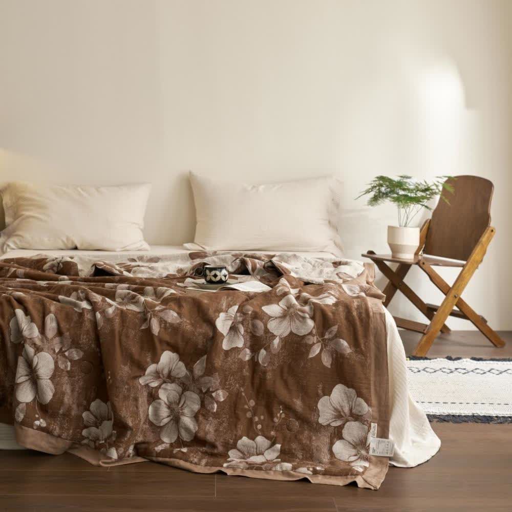 Trapunta retrò floreale in jacquard di garza di cotone