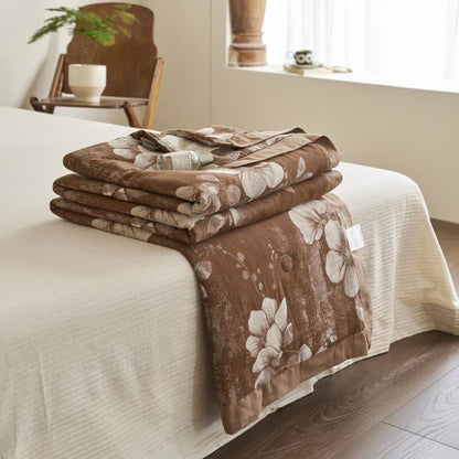 Trapunta retrò floreale in jacquard di garza di cotone