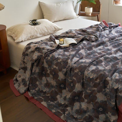 Trapunta morbida retrò in garza di cotone floreale jacquard
