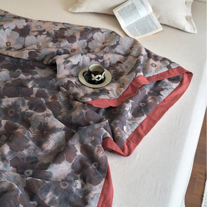 Trapunta morbida retrò in garza di cotone floreale jacquard