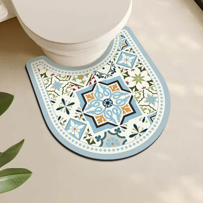 Tappetino da bagno antiscivolo con motivo geometrico vintage in fango diatomeico