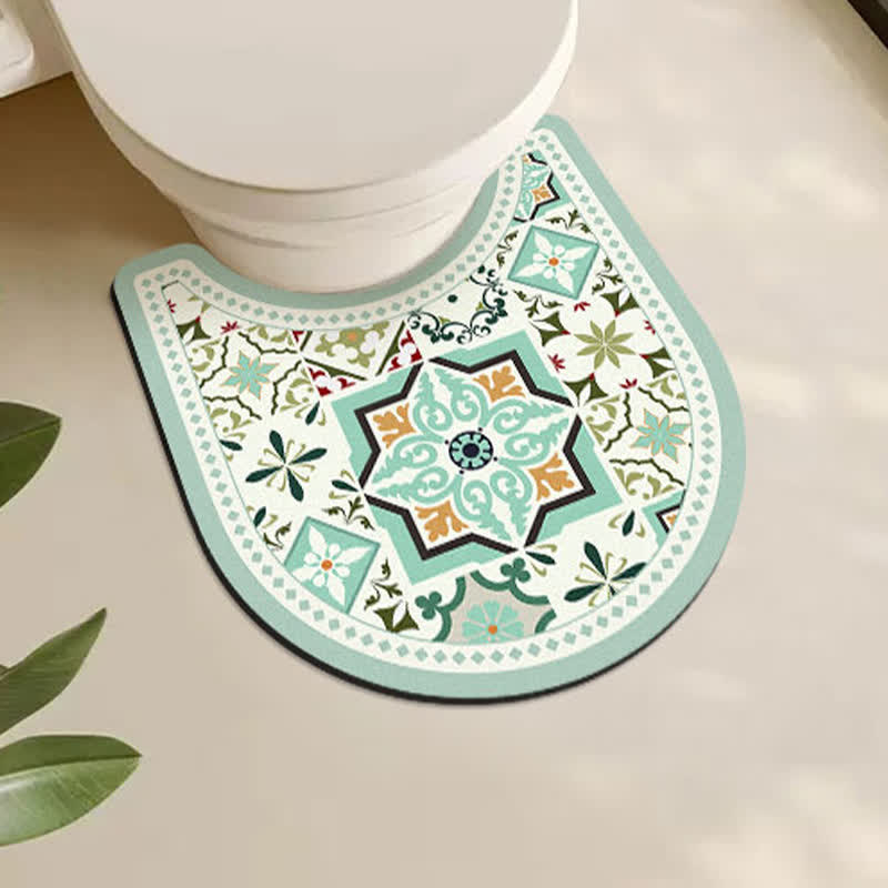 Tappetino da bagno antiscivolo con motivo geometrico vintage in fango diatomeico