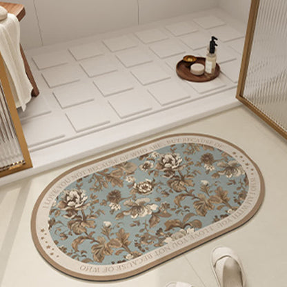 Tappetino da bagno antiscivolo con motivo floreale rurale in fango diatomeico