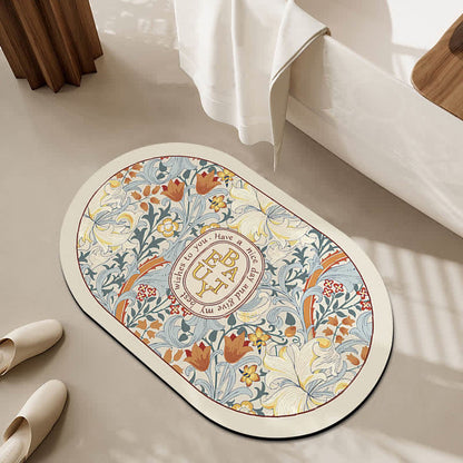 Tappetino da bagno antiscivolo di lusso con motivo floreale e diatomee