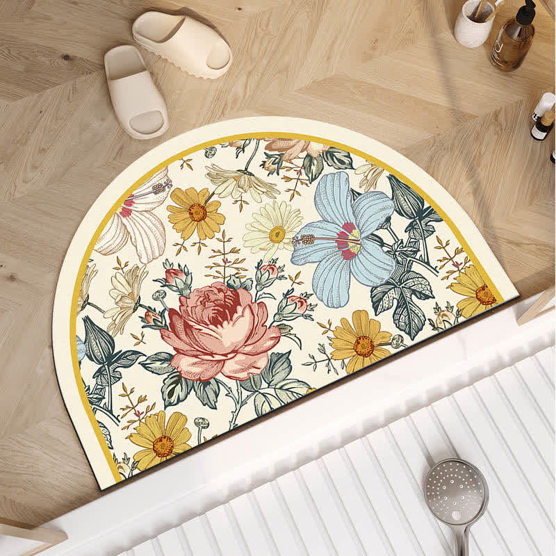 Tappetino da bagno antiscivolo di lusso con motivo floreale e diatomee