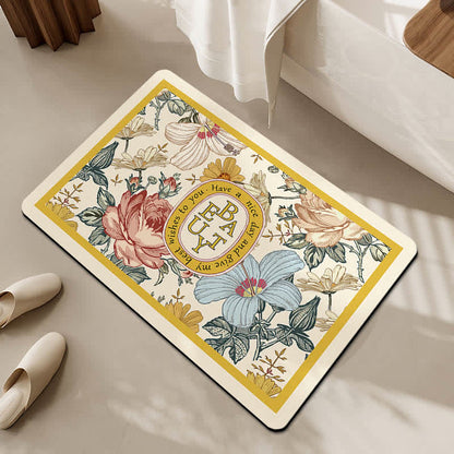 Tappetino da bagno antiscivolo di lusso con motivo floreale e diatomee