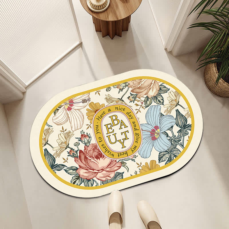 Tappetino da bagno antiscivolo di lusso con motivo floreale e diatomee