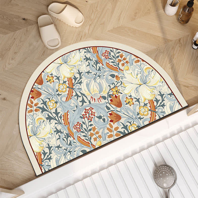 Tappetino da bagno antiscivolo di lusso con motivo floreale e diatomee