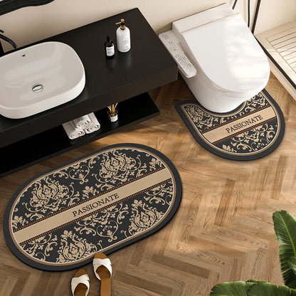Tappetino da bagno antiscivolo vintage con motivo floreale diatomeico