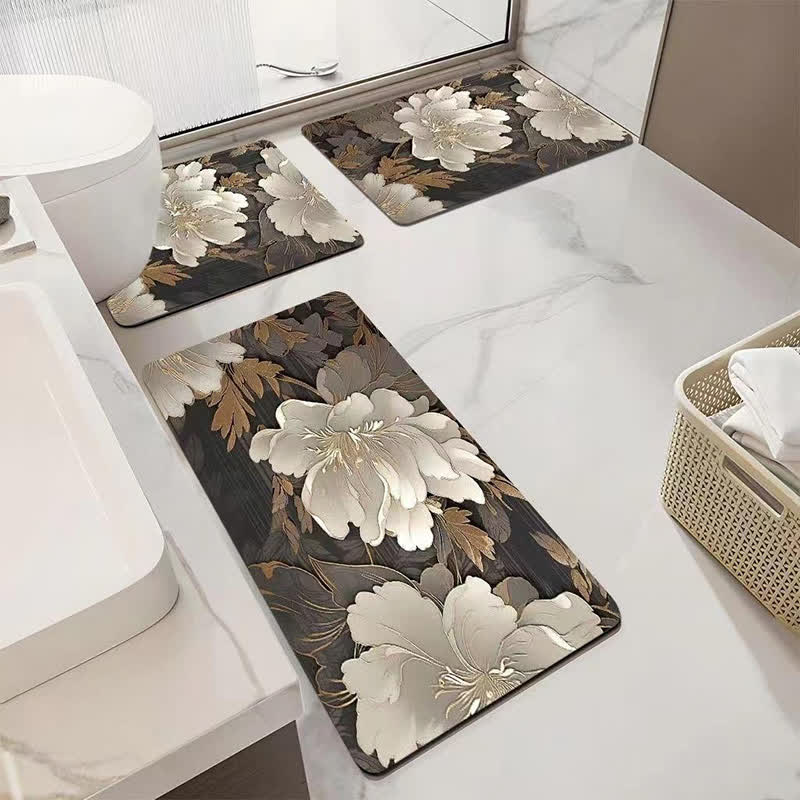 Tappetino da bagno assorbente antiscivolo di lusso con motivo floreale