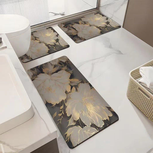 Tappetino da bagno assorbente antiscivolo di lusso con motivo floreale