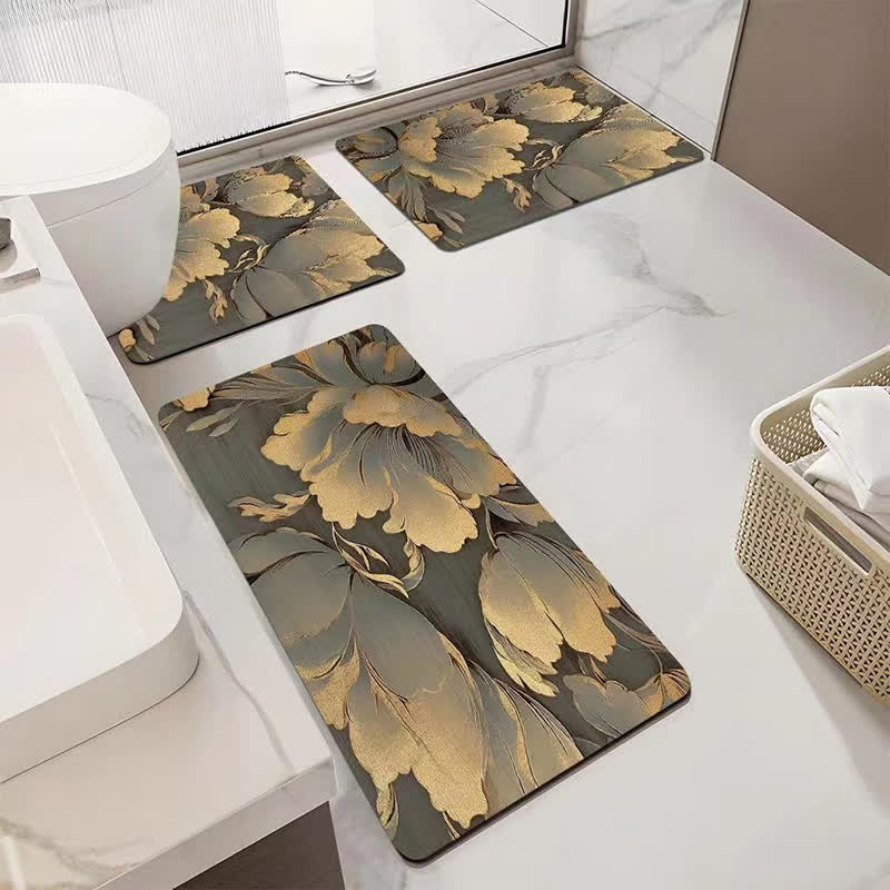 Tappetino da bagno assorbente antiscivolo di lusso con motivo floreale