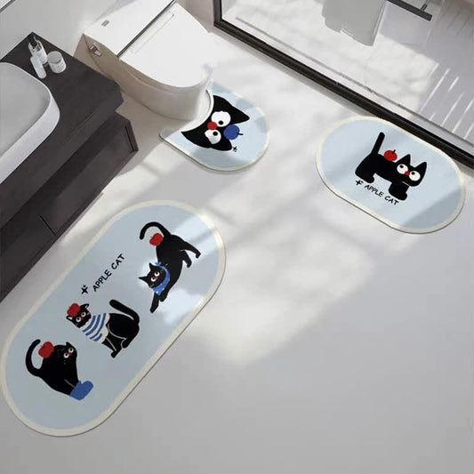 Tappetino da bagno antiscivolo con motivo a gatto e diatomee
