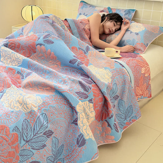 Trapunta jacquard in garza di cotone in stile pastorale