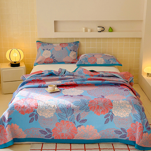 Trapunta jacquard in garza di cotone in stile pastorale