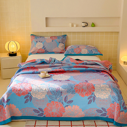 Trapunta jacquard in garza di cotone in stile pastorale