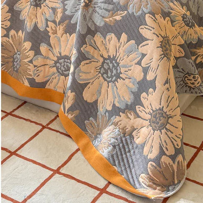Trapunta leggera in garza di cotone con fiori retrò