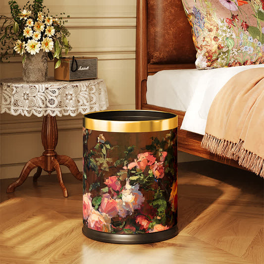 Elegante cestino resistente in pelle floreale