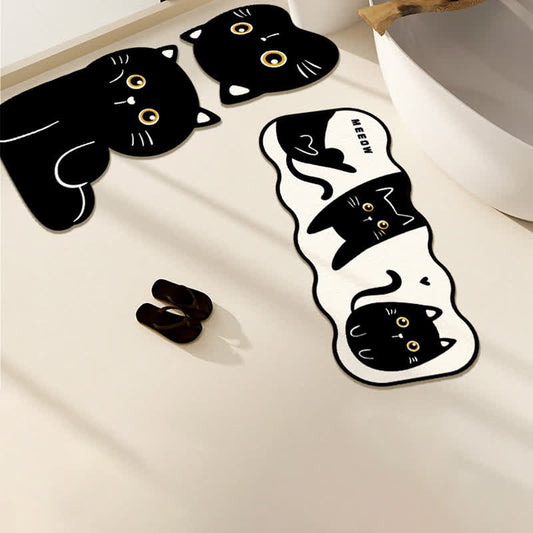 Tappetino da bagno antiscivolo in fango diatomeico a forma di gatto con motivo a cartone animato