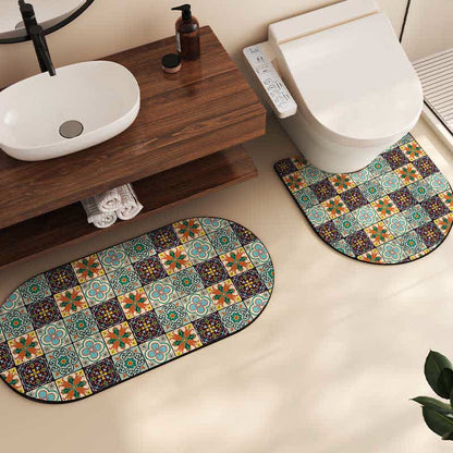 Tappetino da bagno antiscivolo colorato retrò in fango diatomeo