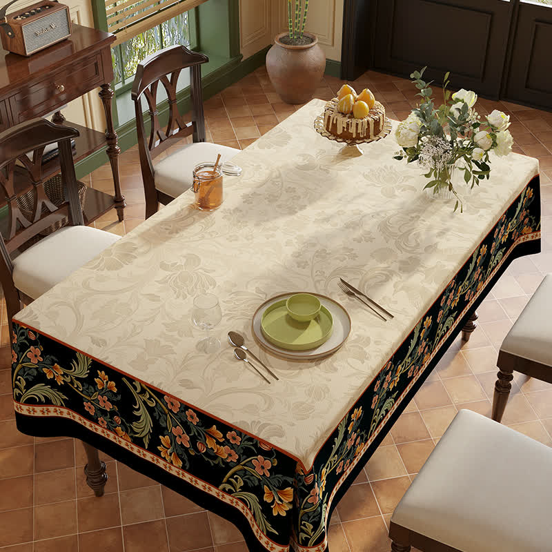 Tovaglia in ciniglia vintage di lusso con fiori e uccelli